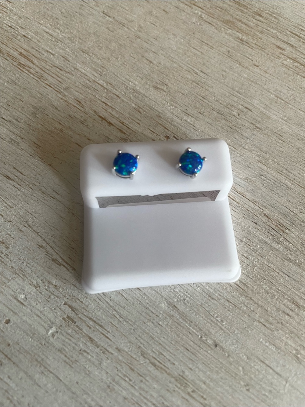 Opal 925 Sterling Silver Stud Earrings - Bright Blue